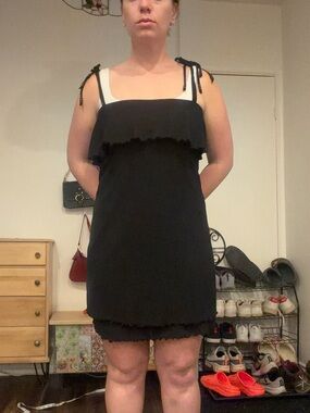 Black Sleeveless Ruffle Mini Dress